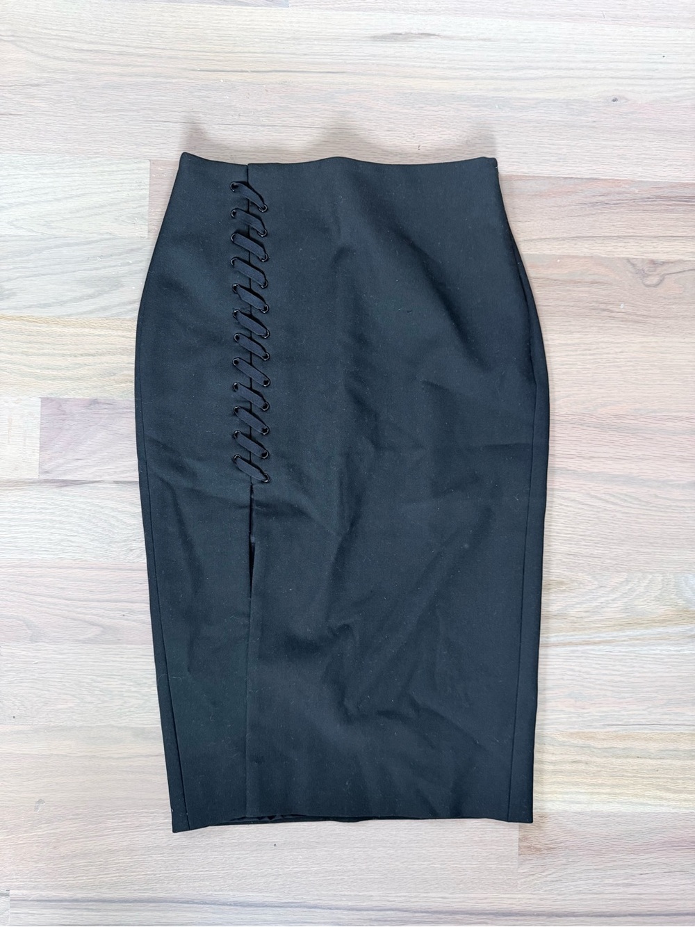 Elizabeth and James Black Lace-Up Pencil Skirt